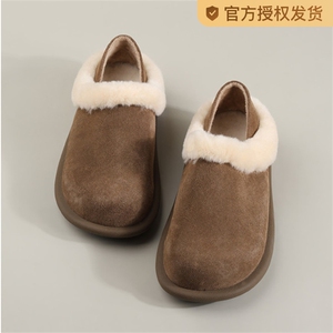 Freycoo/芙瑞可厚底小土豆勃肯鞋女新款冬季加绒外穿毛毛鞋雪地靴