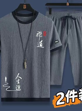 【官方推荐】夏季短袖t恤套装男