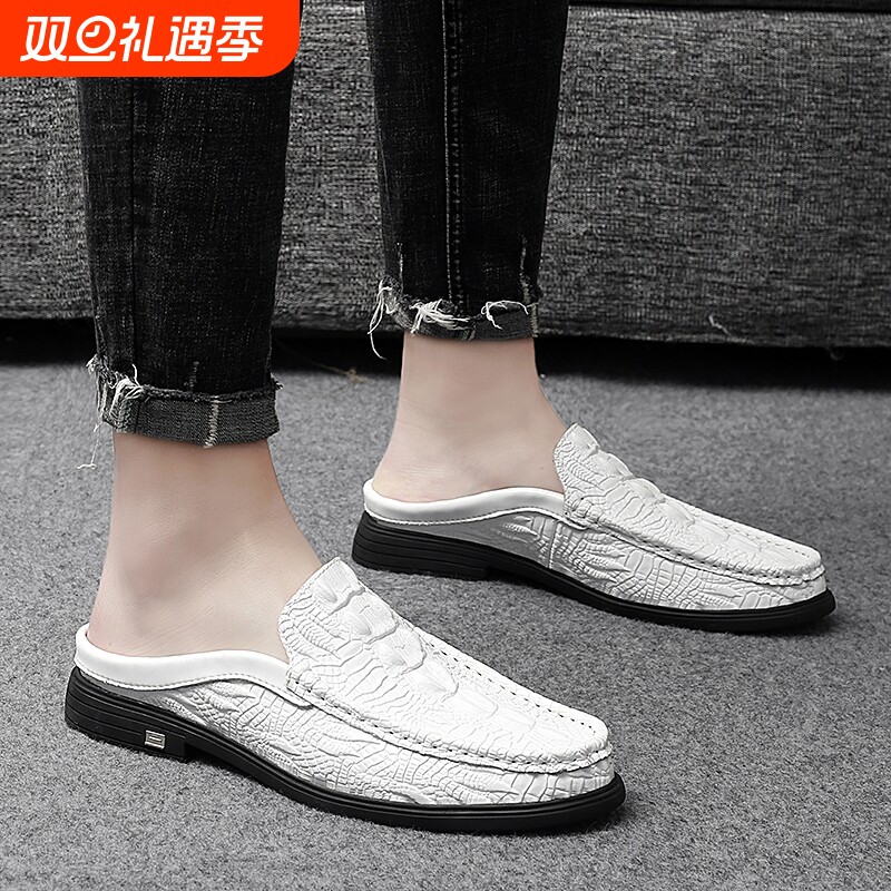 大码2025新款秋冬休闲皮鞋男士真皮一脚蹬开车豆豆鞋舒适百搭潮流