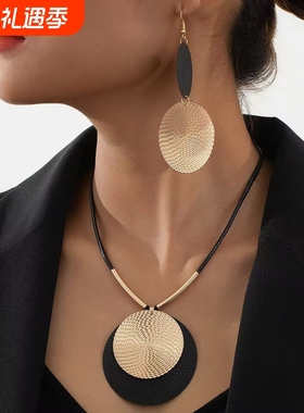 欧美夏日锁骨链套装高级感三件套项链首饰时尚赠女友个性耳环新款