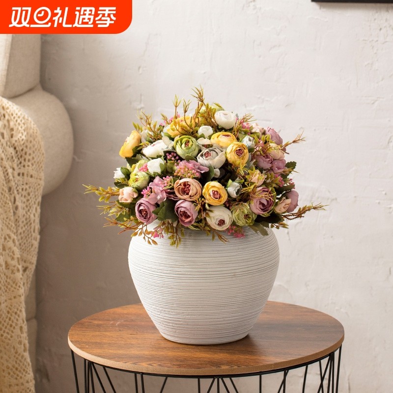 景德镇家居极简北欧风台面纯色创意日式干花水培花瓶摆件组合套装