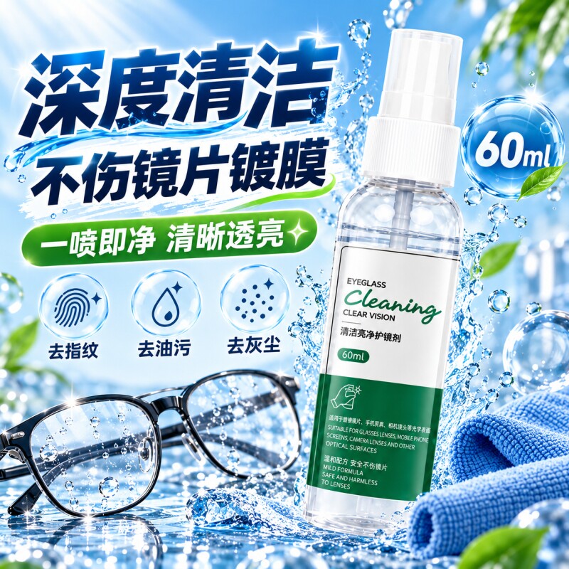 眼镜清洗液眼镜水清洁水喷雾镜片手机屏幕清洁剂不伤镜片去污专用