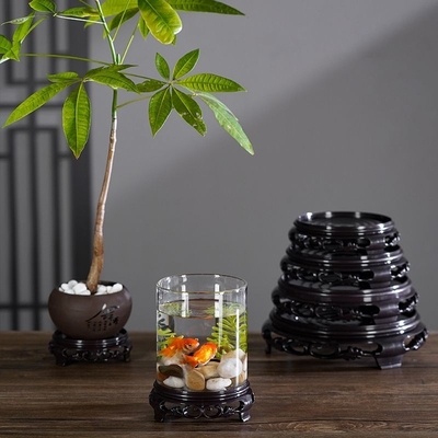 花盆托盘摆件方圆形塑料底座茶壶酒坛多肉兰花瓶奇石鱼缸花盆底坐