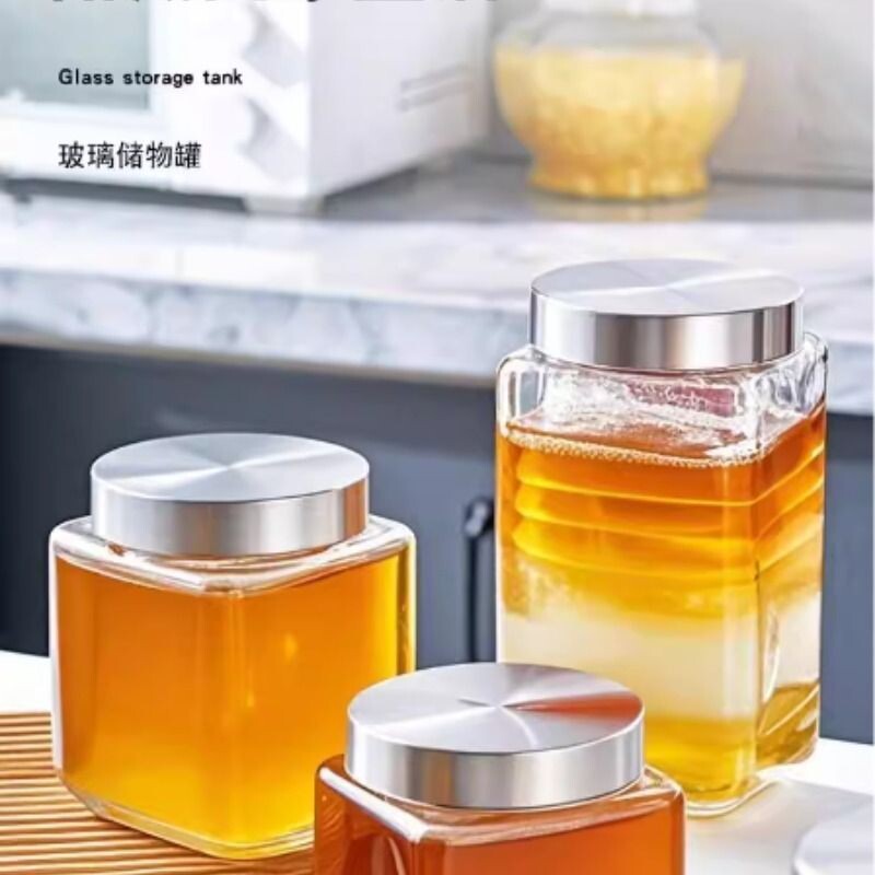 玻璃蜂蜜专用密封罐新款方形储物瓶食品用坚果加厚无铅果酱罐子