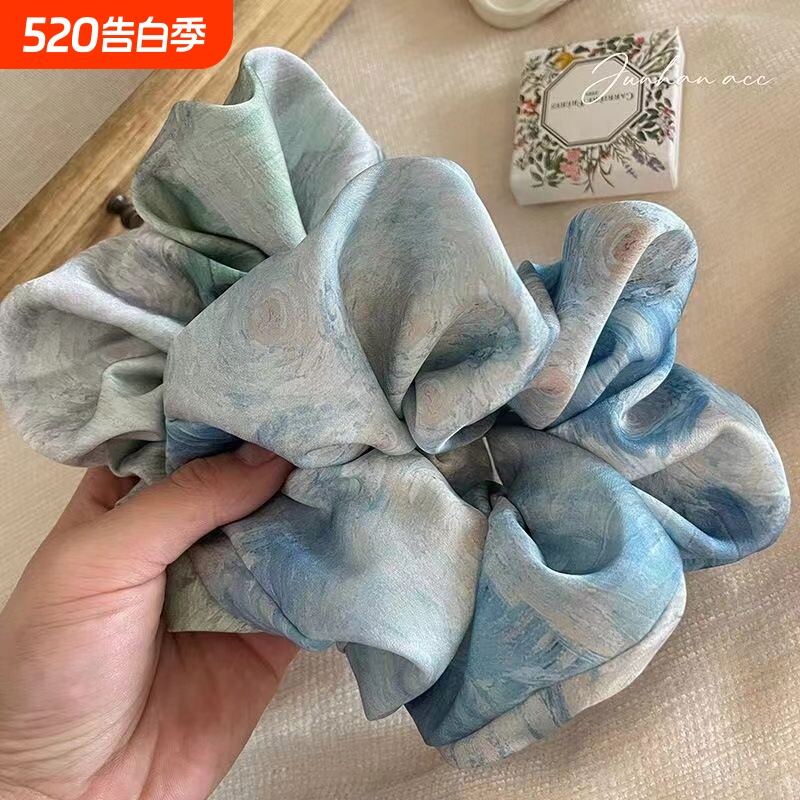 爆款静谧高级感油画色彩扎头发发圈优雅大肠圈发绳小众头绳发饰
