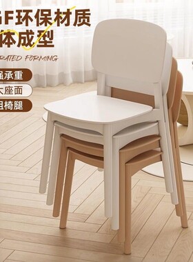 餐桌椅塑料靠背餐椅椅子出租房叠放收纳家用加厚新款餐厅简约