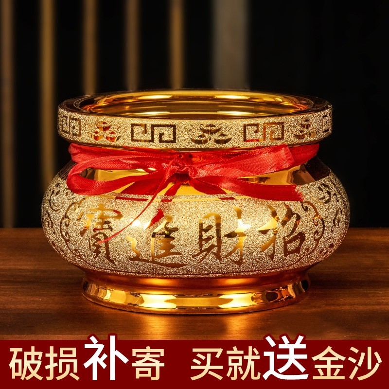 香炉家用室陶瓷烧香炉供奉内插香炉供佛具用品上供沙金大香炉招财