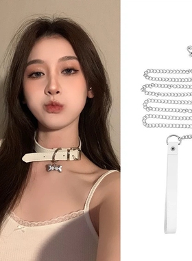 铃铛项圈女m项链牵引绳脖子颈链颈带人戴choker情趣sm圣诞节摇铃