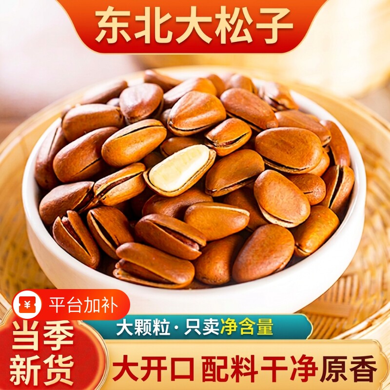 开口松子特级特大号东北新货原味大颗粒袋装坚果干果红松子独立