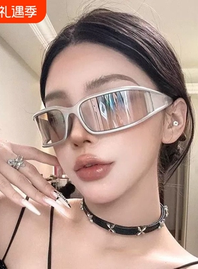 新款发箍运动墨镜女二合一未来科技感 y2k美式高颅顶头箍太阳眼镜