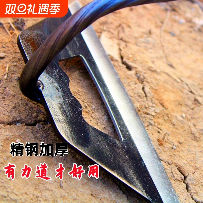 黑刀锄头开荒农具长柄锄草专用新款猛钢加厚木柄空心农用拔草神器