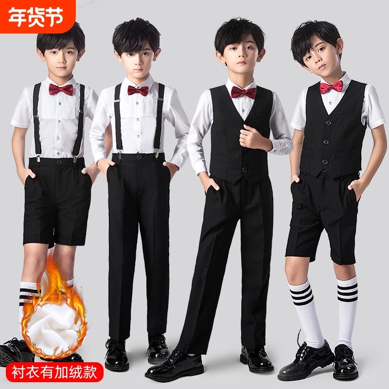 花童男童礼服套装儿童小西装秋冬男孩主持人婚礼西服钢琴演出服装
