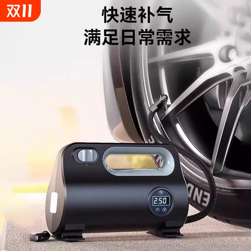 新款车载充气泵轮胎打气泵大功率打气机便携式数显智能打气筒