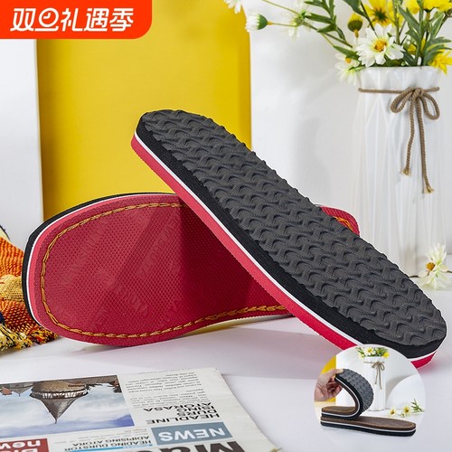 毛线鞋海绵鞋帮毛线手工编织勾线拖鞋帮防滑鞋底耐磨橡胶冬季后跟