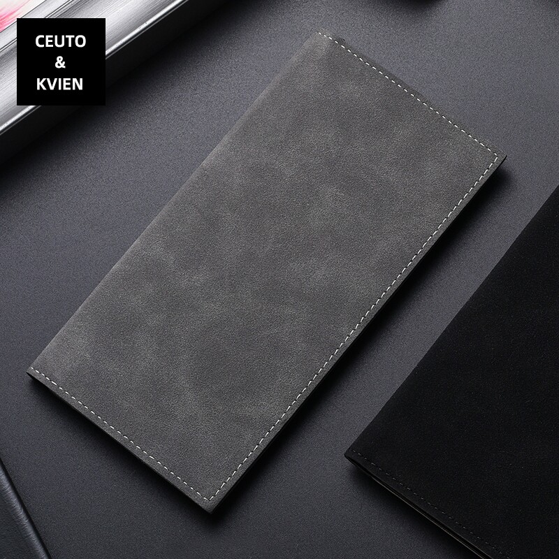 男士长款钱包翻毛皮超薄真软皮钱夹证件卡包多功能证件收纳零钱包