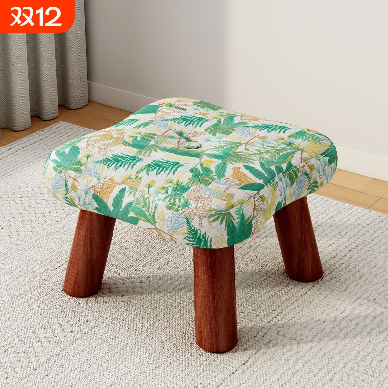 小凳子家用复古布艺板凳客厅茶几沙发矮凳创意软包坐墩成人换鞋凳