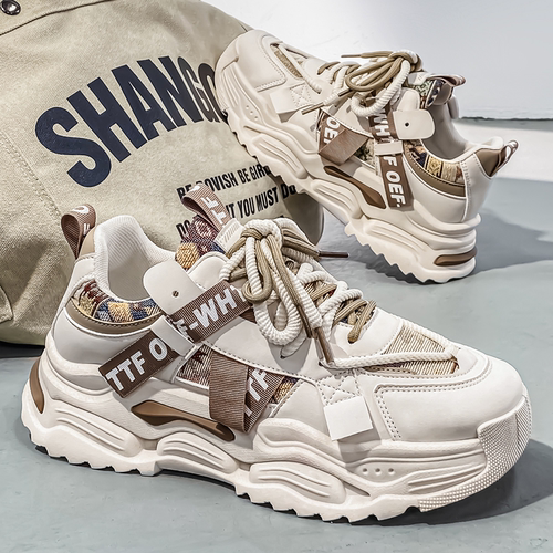 男鞋秋冬季2025新款百搭休闲运动鞋青少年跑步厚底增高老爹潮鞋