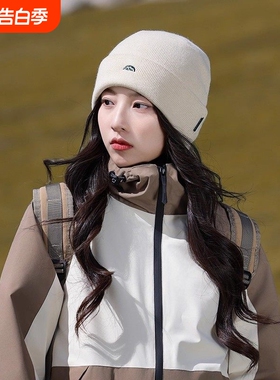 针织帽登山冷帽女士户外徒步2026新款毛线大头围帽子保暖红色白色