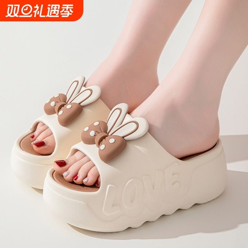 【高跟】夏季拖鞋女外穿2025新款松糕软底仙女风时尚厚底沙滩凉拖