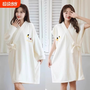 浴袍女款可穿式浴巾女夏季2025新款珊瑚绒睡袍吸水速干短袖大码裹