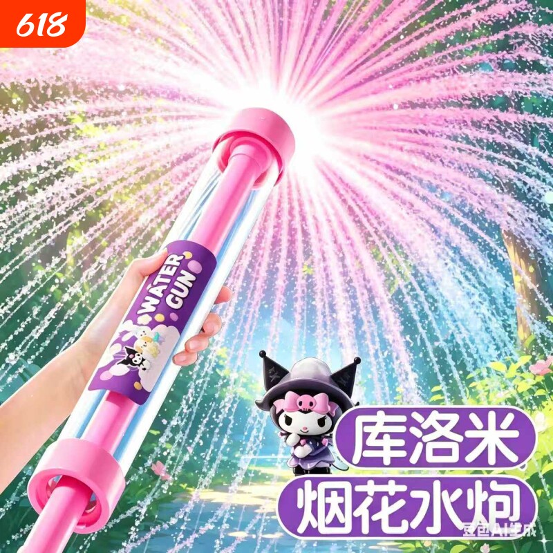 烟花花洒水枪儿童玩具喷水烟雾女孩撒花泼水节装备抽拉式2026六一