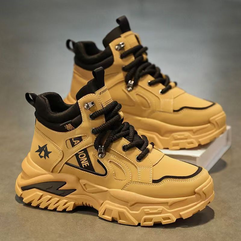 厚底隐形内增高10cm马丁靴男冬季加绒2025新款休闲运动百搭老