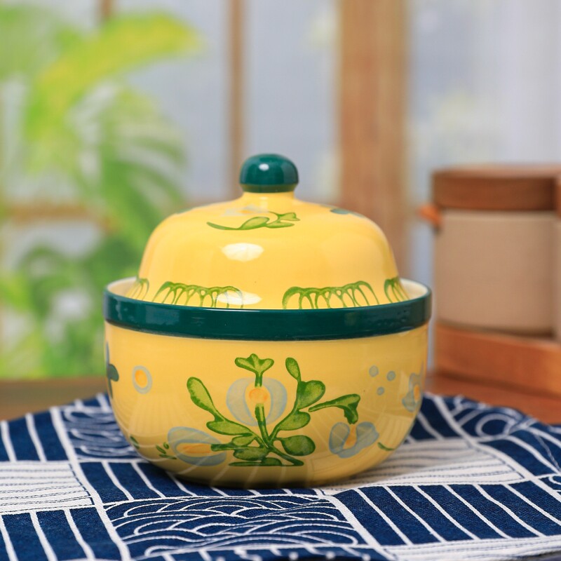 田园炖盅陶瓷瓦罐汤盅隔水炖家用小炖罐蒸盅燕窝专用炖盅一人蒸碗