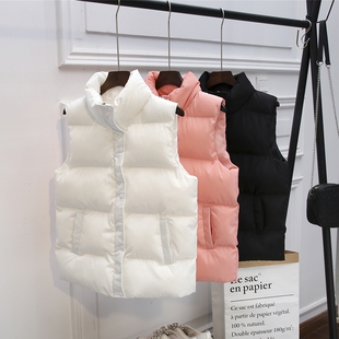 面包服马甲女短款2025冬新款羽绒棉服坎肩学生加厚马夹白色黑色