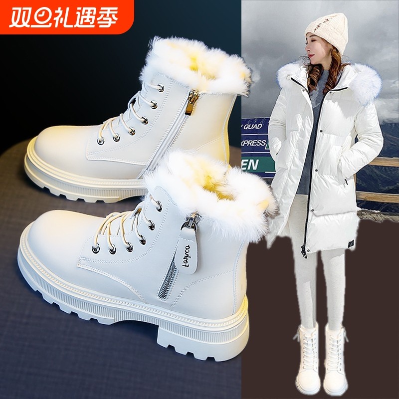 雪地靴女鞋2025新款靴子加绒鞋子加厚棉鞋冬季冬款秋冬马丁靴防滑
