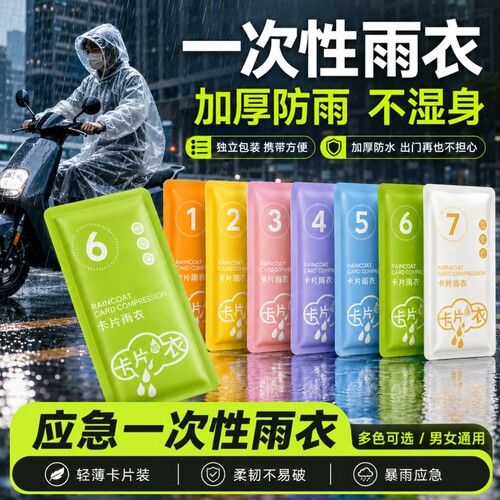 便携卡片雨衣漂流户外防暴雨