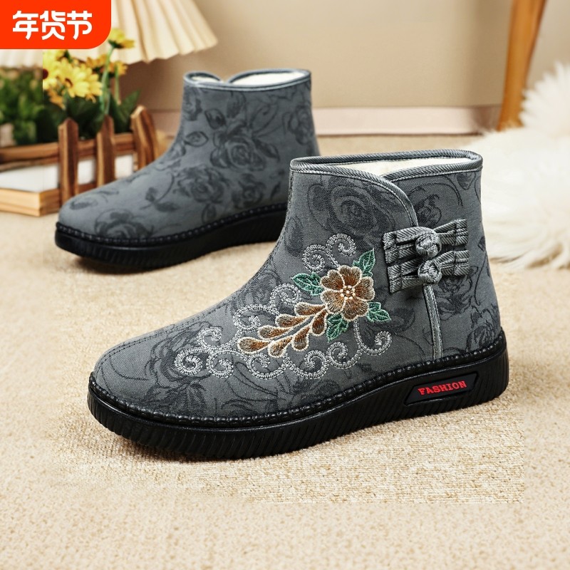 2025冬季老北京布鞋女鞋软底绣花棉鞋民族风加绒保暖棉靴妈妈短靴,女鞋,时尚雪地靴,淘宝优惠券,粉丝福利购,淘宝优惠卷
