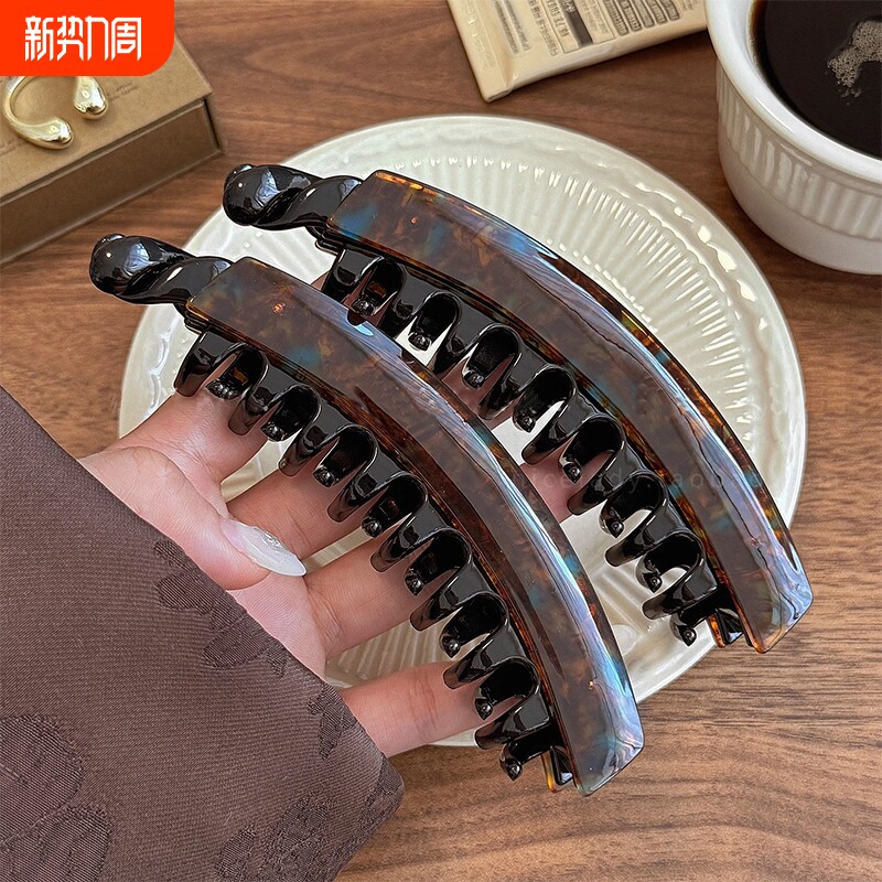 发量多醋酸香蕉夹大号！法式复古竖夹后脑勺纹理马尾夹发夹子头饰