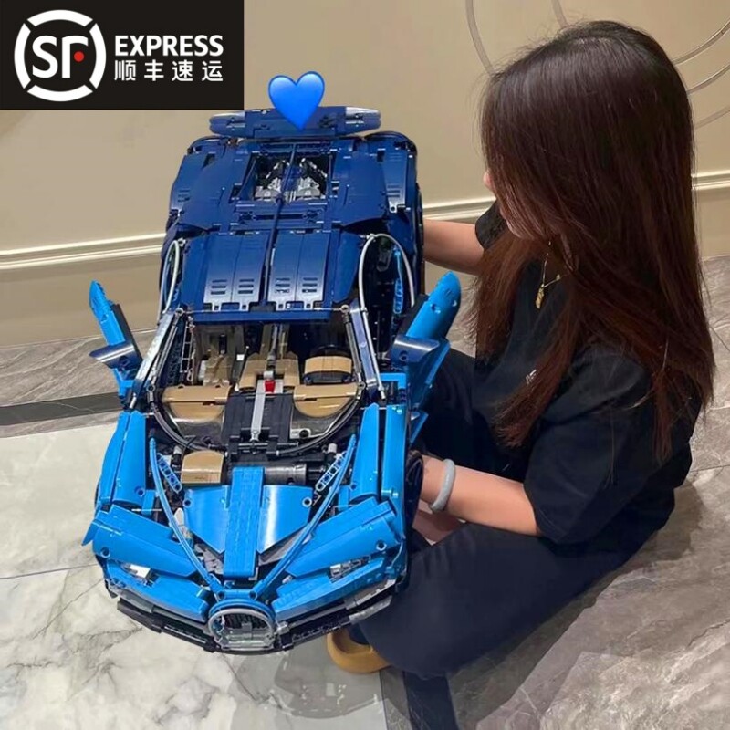 兼容乐高布加迪威龙积木跑车机械组遥控汽车模型男孩拼装玩具赛车