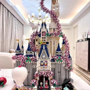 玩具创意摆件 迪士尼公主城堡积木女生系列高难度大型建筑模型拼装