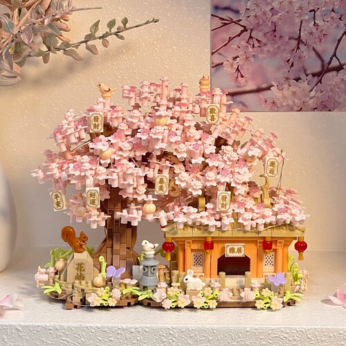 【爆款】樱花树屋积木模型