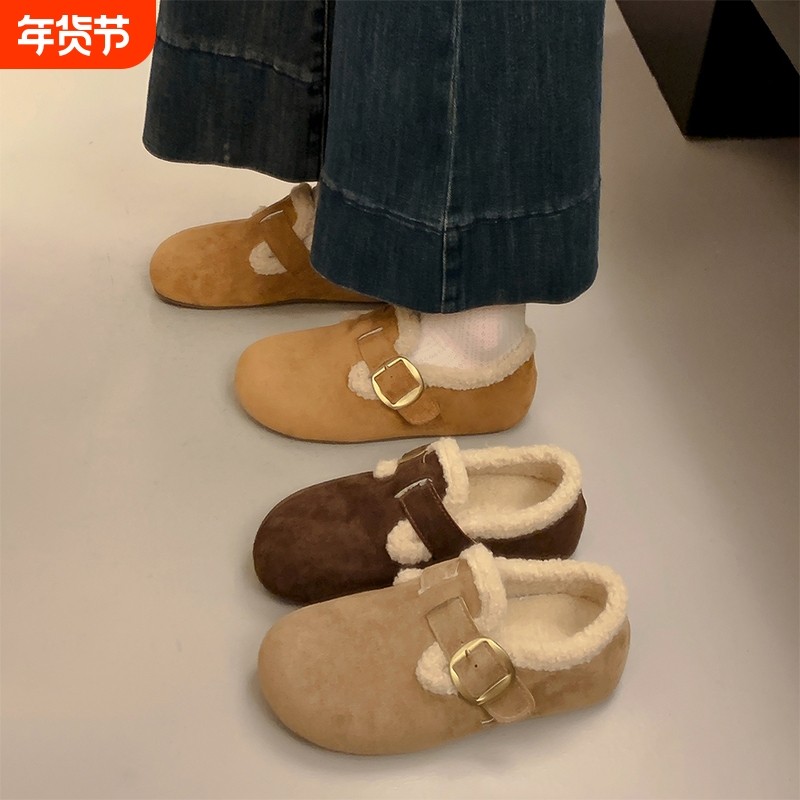 3CM内增高勃肯鞋女2025秋冬新款加绒一脚蹬毛毛鞋棉鞋子毛绒百搭,女鞋,勃肯鞋/软木鞋,淘宝优惠券,粉丝福利购,淘宝优惠卷