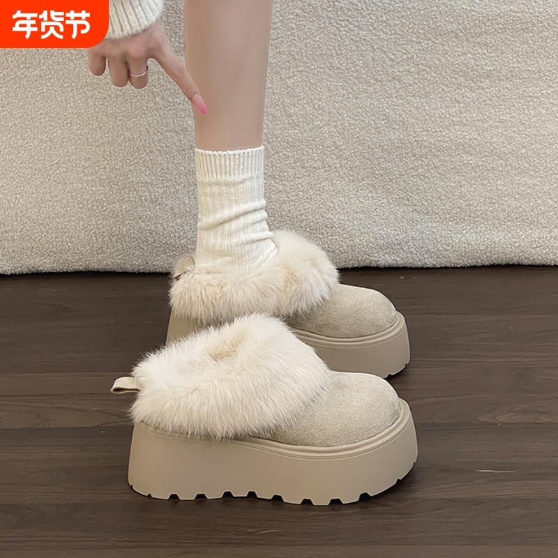 时尚部落包头拖鞋女外穿2025冬季新款厚底毛毛棉鞋加绒勃肯雪地靴,女鞋,时尚雪地靴,淘宝优惠券,粉丝福利购,淘宝优惠卷