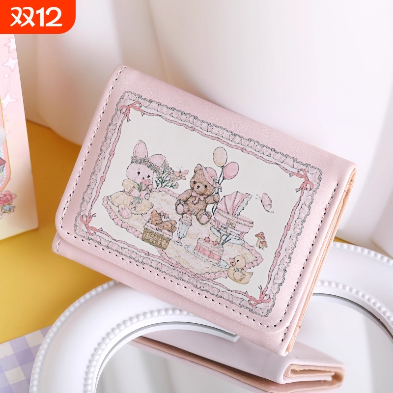 少女梦春日系列兔熊卡包女款大容量多卡位学生防消磁钱包证件零钱