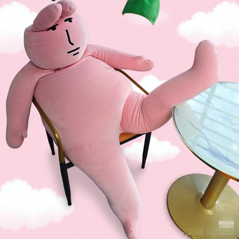 圣诞圣诞创意粉红兔子玩偶搞怪沙雕毛绒玩具长条靠垫抱枕生日礼物