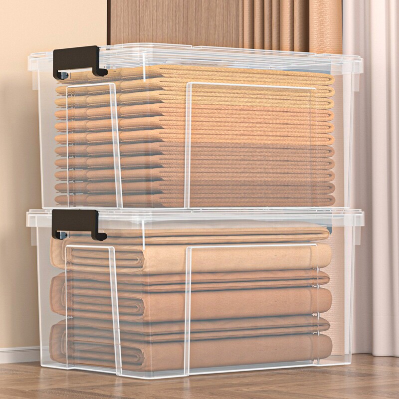 零件塑料周转箱收纳箱胶箱带盖食品级长方形透明大容量超大号