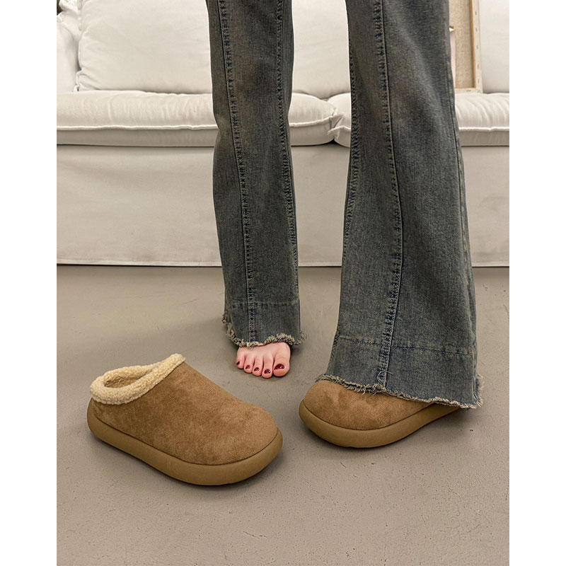 包头厚底勃肯鞋半拖女秋冬外穿2025超火新款穆勒一脚蹬懒人棉拖鞋