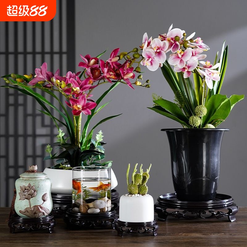 花盆摆件方圆形塑料底座多肉兰花瓶托盘茶壶奇石鱼缸花盆底坐防水