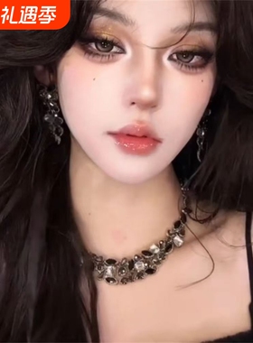 zoozmomo欧美夸张黑色锆石项链女2025新款轻奢小众高级感锁骨链潮