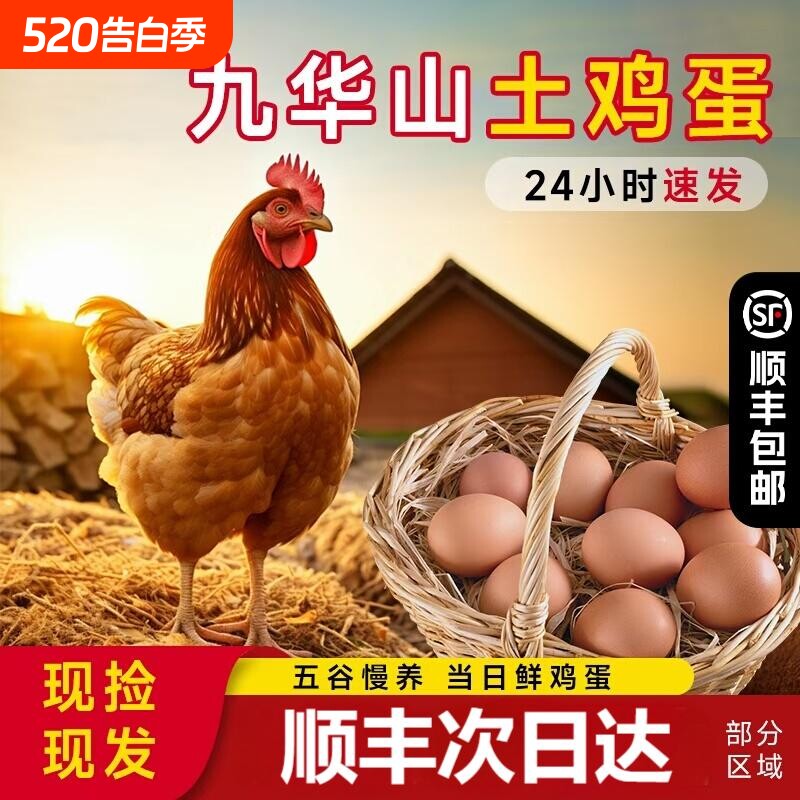 九华山皖南土鸡蛋乌鸡蛋60枚散养笨鸡蛋新鲜柴鸡蛋顺丰包邮
