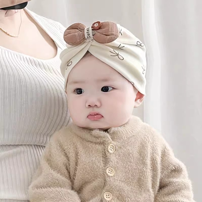 婴儿帽子秋冬款小月龄胎帽新生婴幼儿头巾帽纯棉女宝宝护耳2025年
