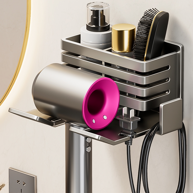 吹风机置物架免打孔卫生间风筒支架壁挂式梳子收纳电吹风挂架吸盘