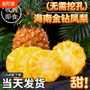 海南金钻凤梨新鲜水果10斤装 整箱树上熟 手撕无眼凤梨特大果当季