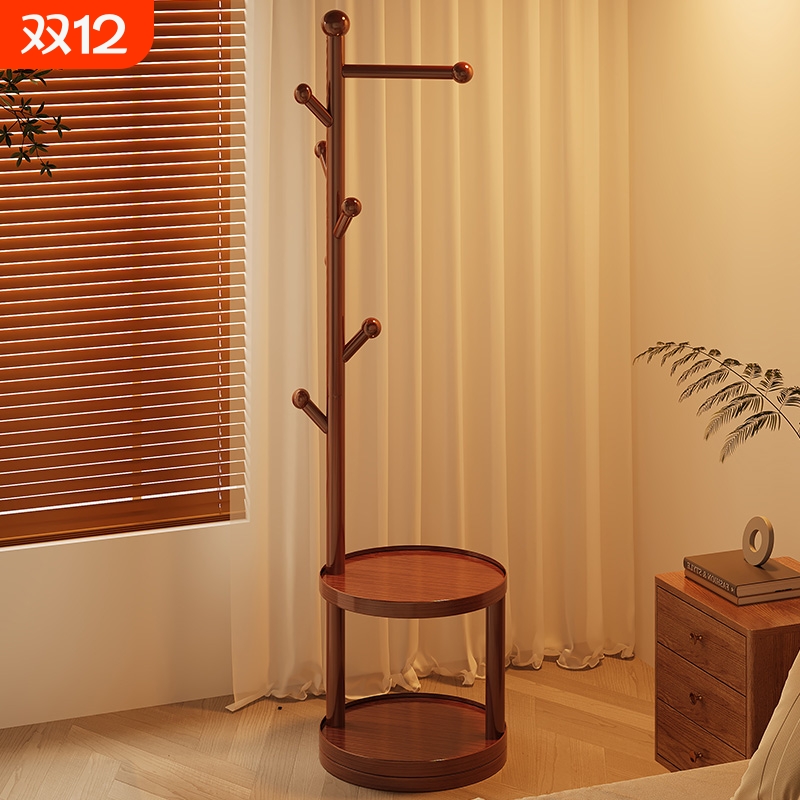 实木旋转衣帽架落地衣架卧室家用