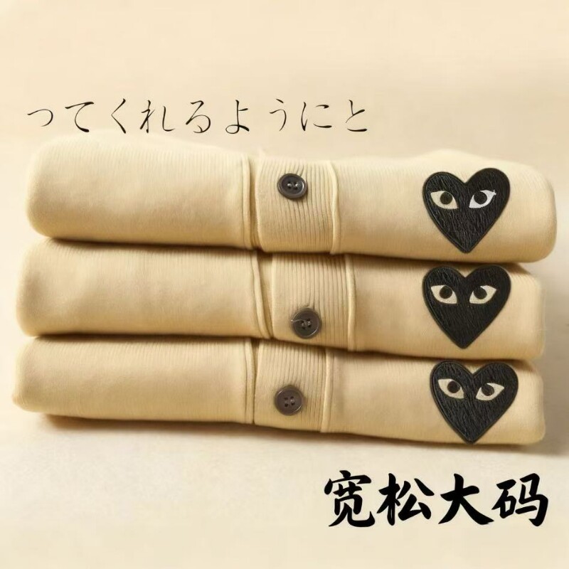 同款保玲羊毛开衫女圆领川久爱心图片