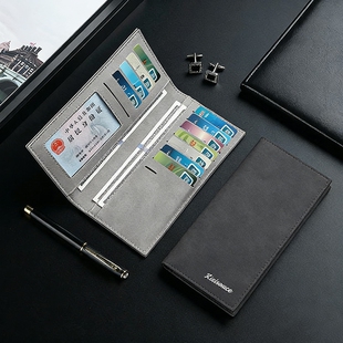 复古钱夹证件 超薄多卡位休闲皮夹卡包日韩潮学生个性 男士 钱包长款